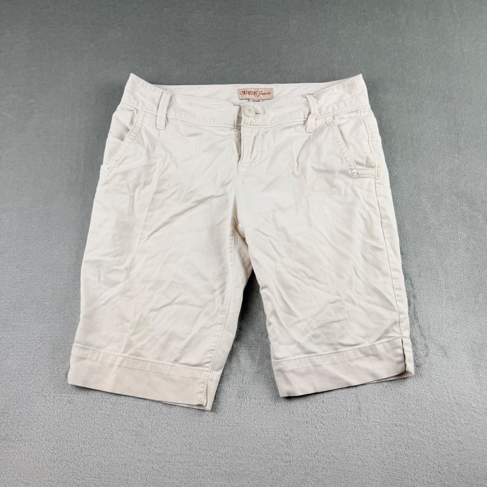 Guess Jeans Bermuda‎ Shorts Women's 28 Off White Stretch Cotton Casual Y8294102
